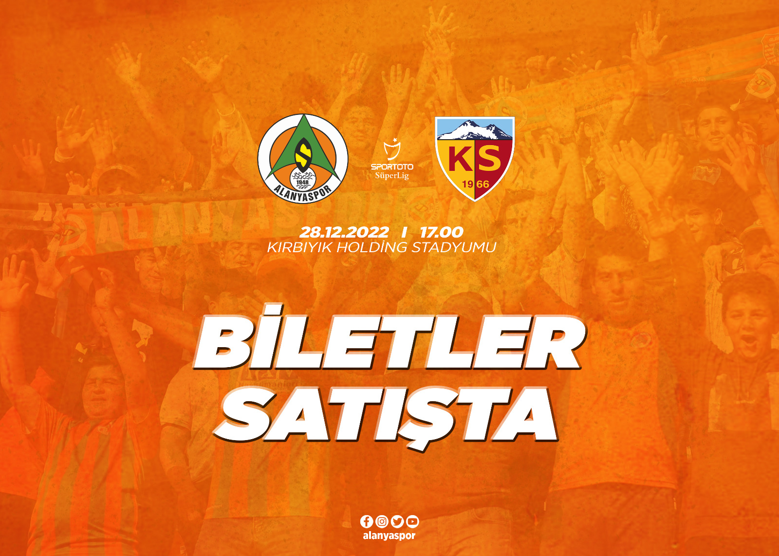 Yukatel Kayserispor maçı biletlerimiz satışa sunuldu