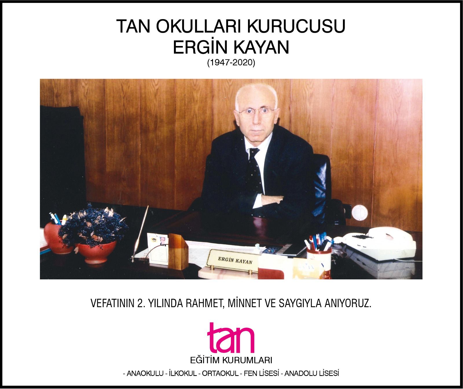 Bursa’da Eğitim Çınarı Ergin Kayan Dualarla Anıldı…