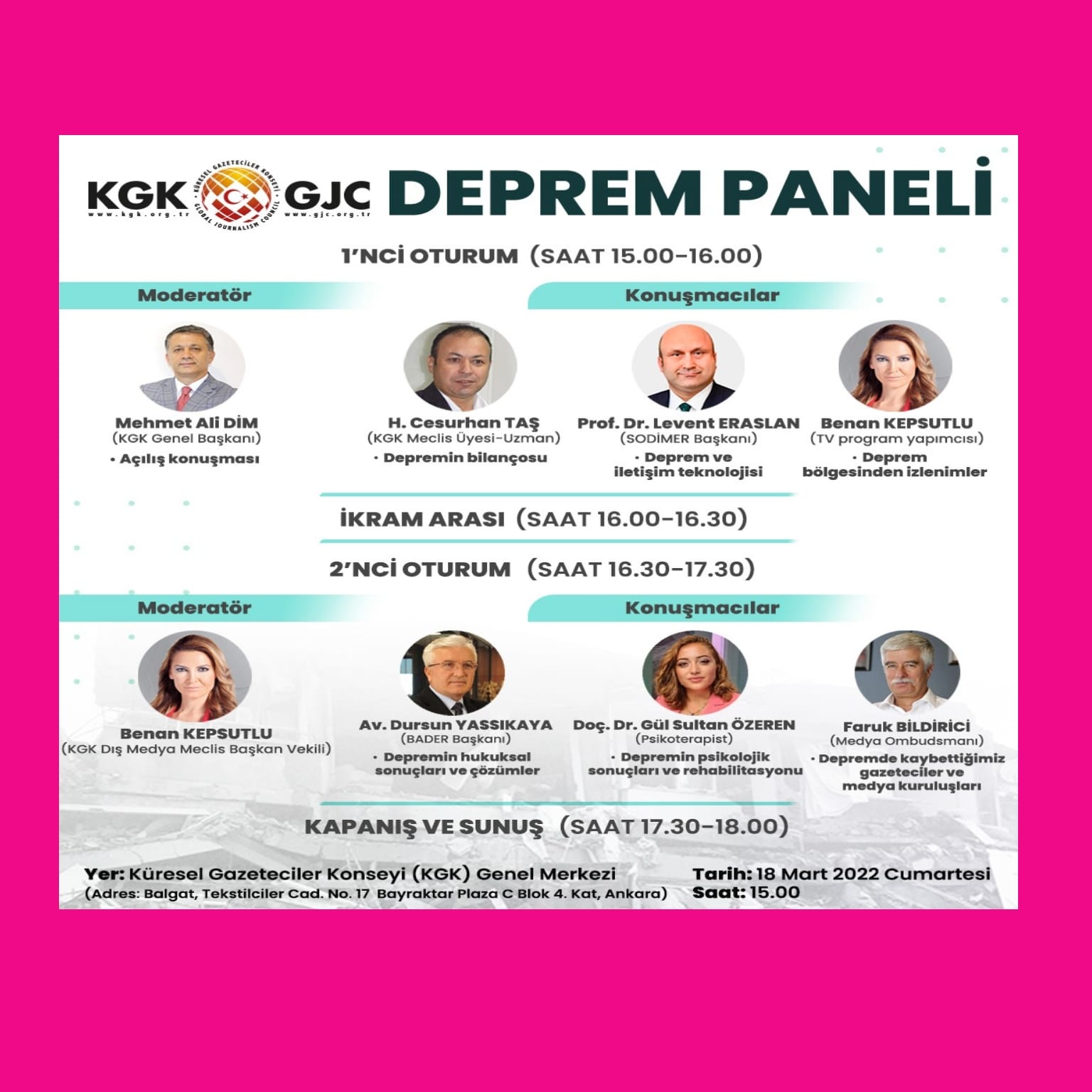 KGK ‘Deprem Paneli’ düzenliyor
