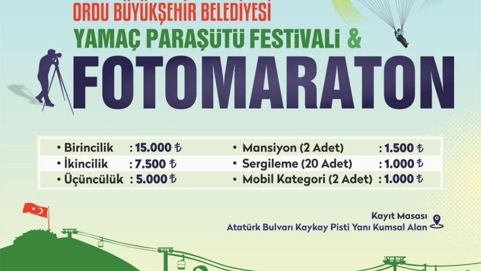 Ordu’da Yamaç Paraşütü Festivali, Fotomaraton İle Renklenecek