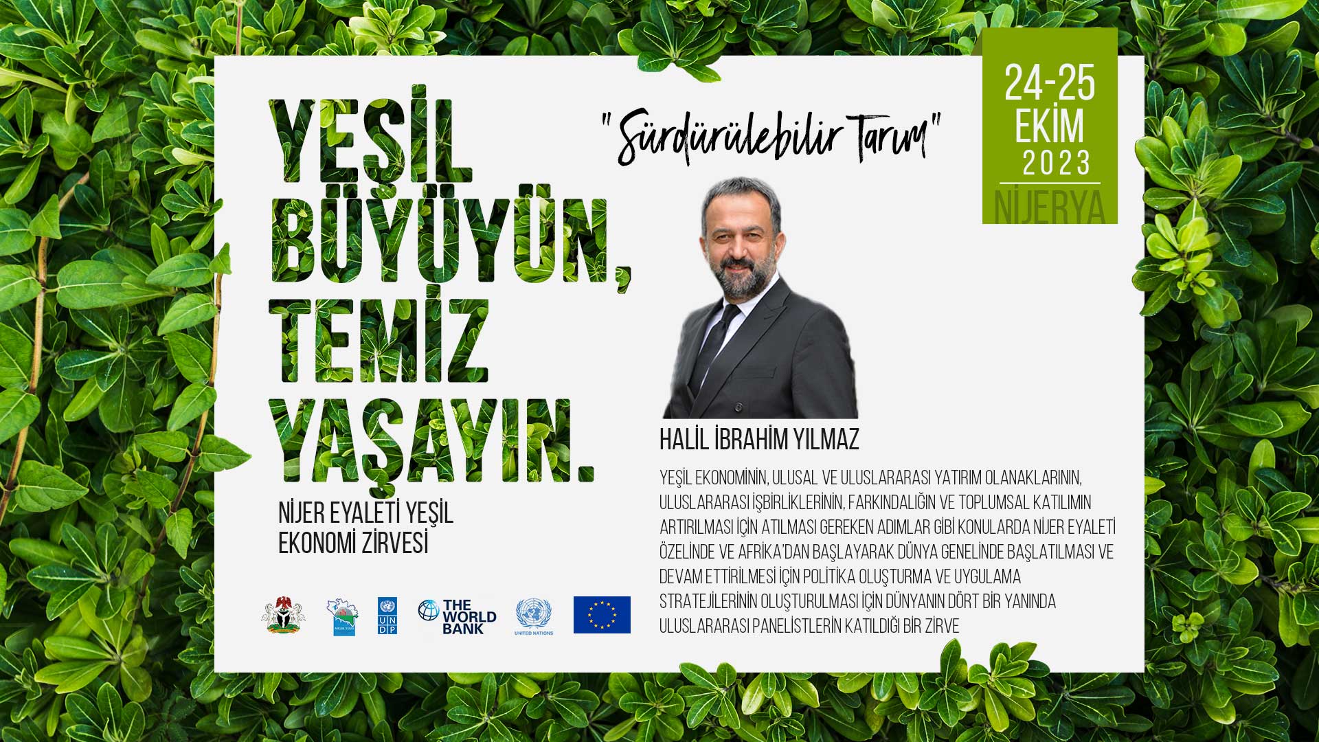 Nijerya’da Yeşil Ekonomi Zirvesi; Türkiye’yi Halil İbrahim Yılmaz temsil edecek