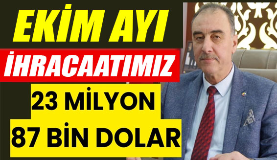 Burdur Ekim ayı ihracatı yüzde 18,9 arttı