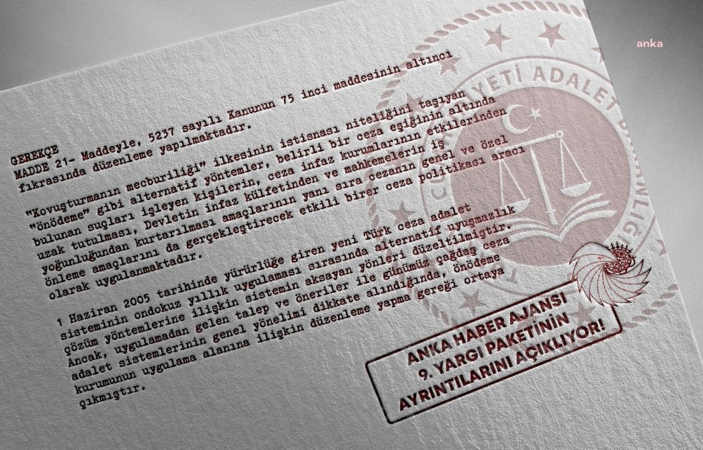 9. YARGI PAKETİ TASLAĞINA  HALİNDE İŞLENEN SUÇLAR İÇİN DE KOŞULLU SALIVERME GELİYOR