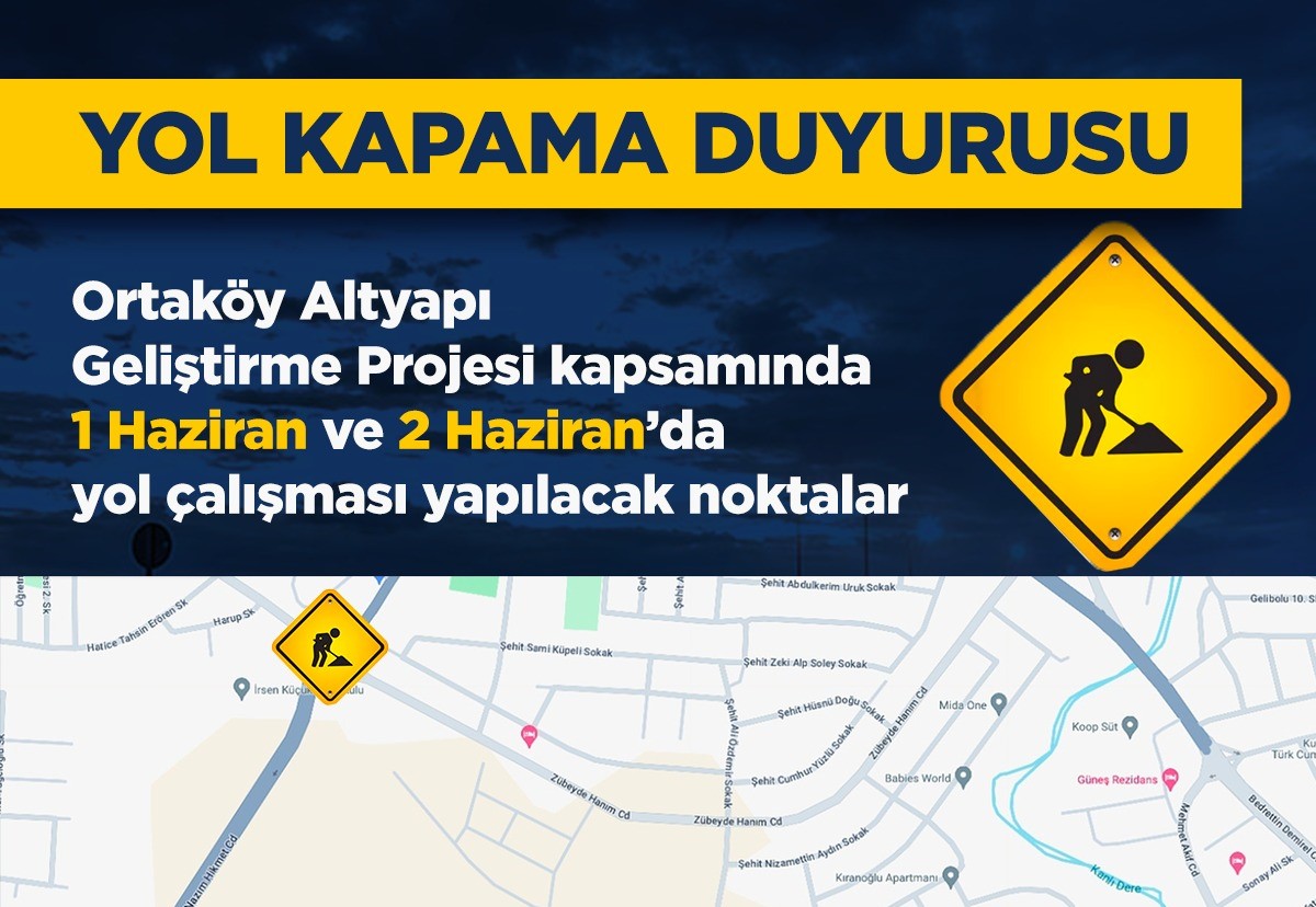 Metehan çemberinde kazı çalışması nedeniyle hafta sonu bölgedeki yollar kapalı olacak
