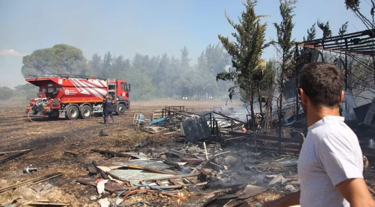Serik’te otluk alanda çıkan yangın ormanlık alana sıçradı