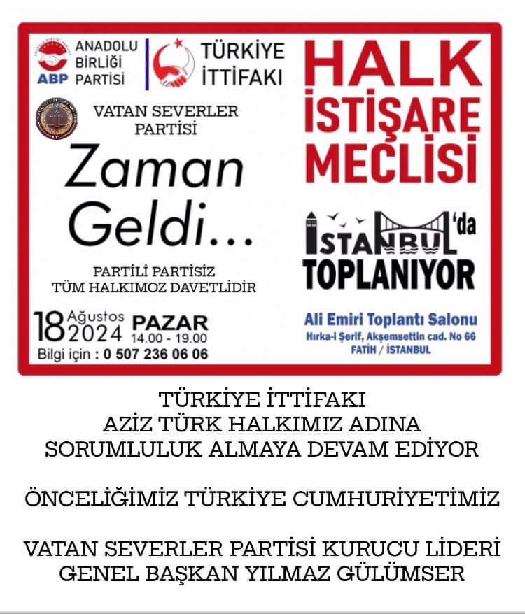İSTANBUL, DA HALK İŞTİŞARE MECLİSİ TOPLANIYOR!!!