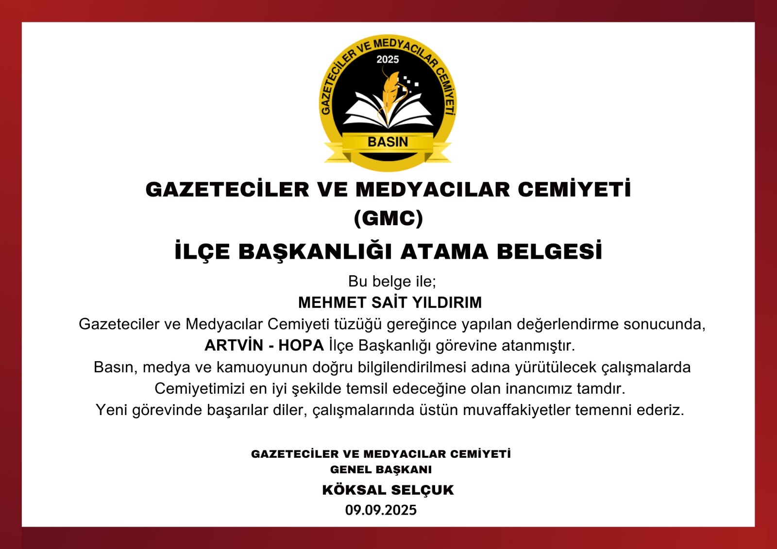 Hopa’da Medya Temsilciliğine Yeni Bir Soluk: Mehmet Sait Yıldırım Atandı