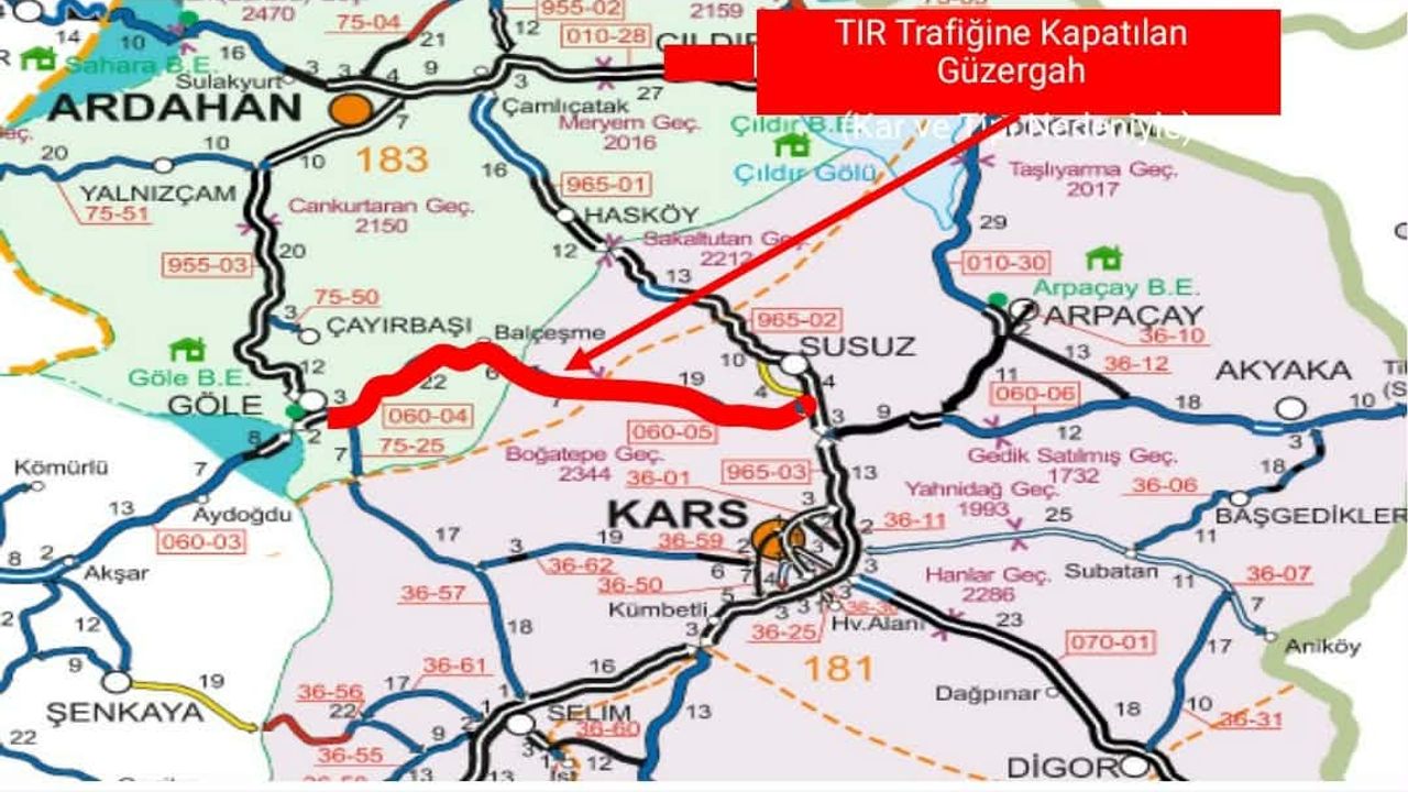 Kars’ta Susuz–Boğatepe–Göle yolu tır trafiğine kapatıldı – Birlik Haber Ajansı