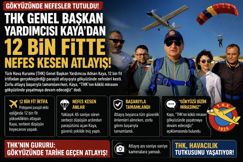 THK Genel Başkan Yardımcısı Kaya’dan 12 bin fitte nefes kesen atlayış