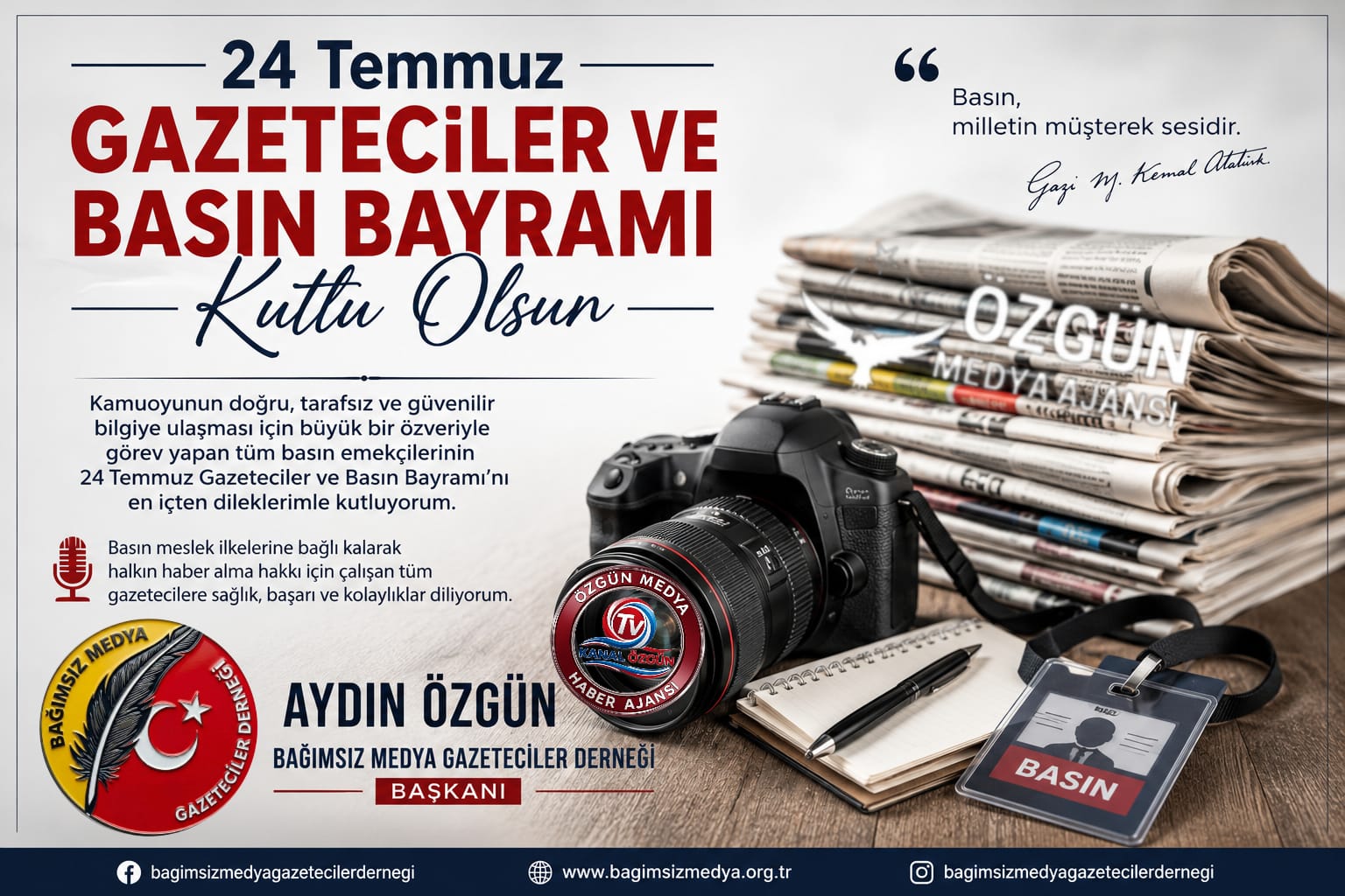 24 Temmuz Gazeteciler ve Basın Bayramı Kutlu Olsun